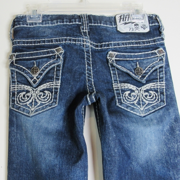 AFFLICTION JADE Dark Wash,Low Rise Distressed Jean - Picture 5 of 10
